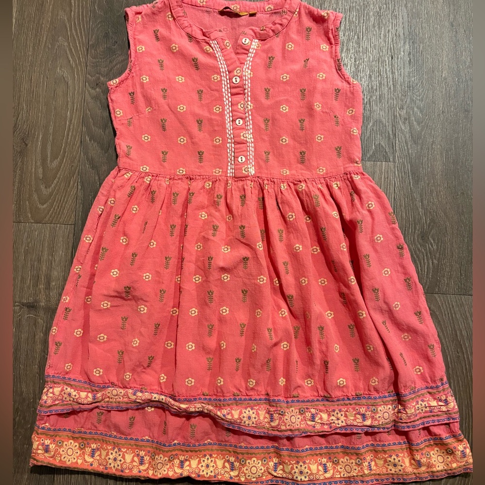 Coral Sleeveless Floral Mini Dress or Long Shirt